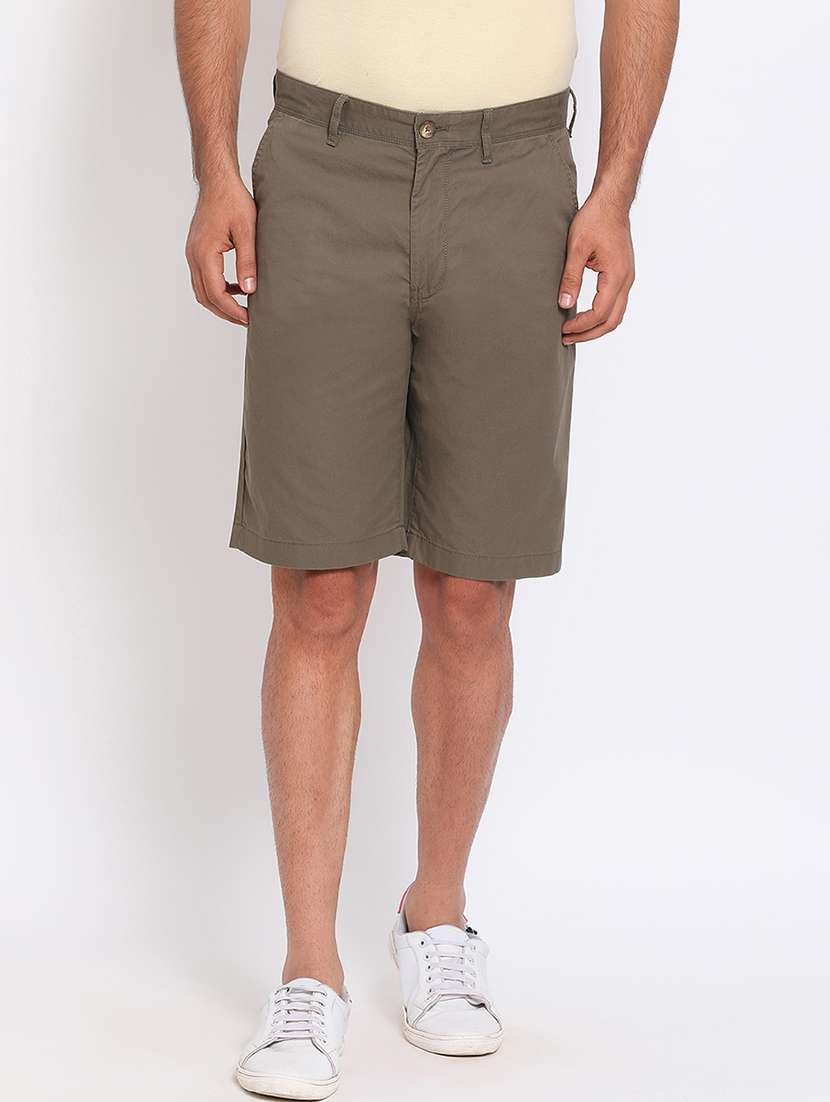 olive green solid bermuda shorts - 17809702 -  Zoom Image - 0