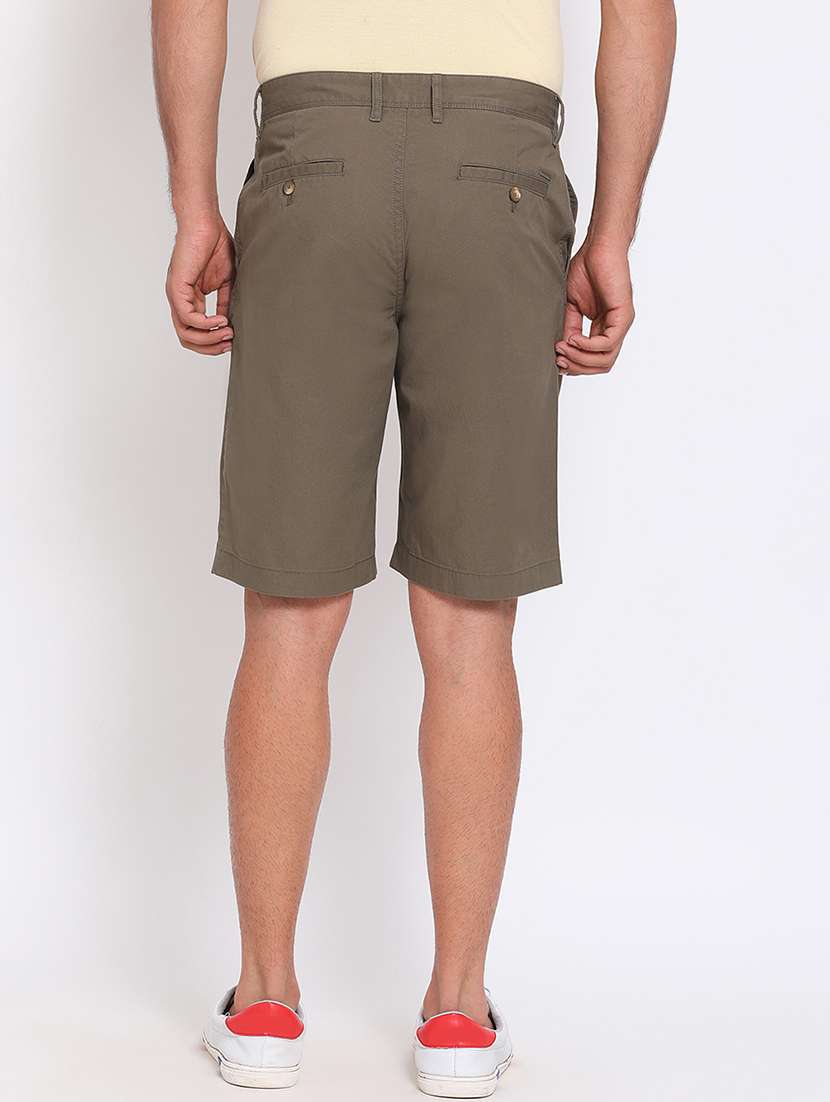 olive green solid bermuda shorts - 17809702 - Standard Image - 3