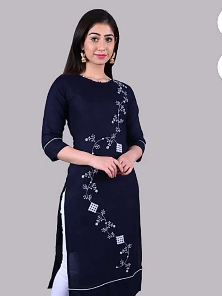 Black Cotton Kurti from Kurta Kurtis 