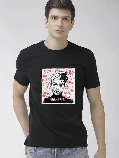 black front print t-shirt - 17810177 -  Standard Image - 0