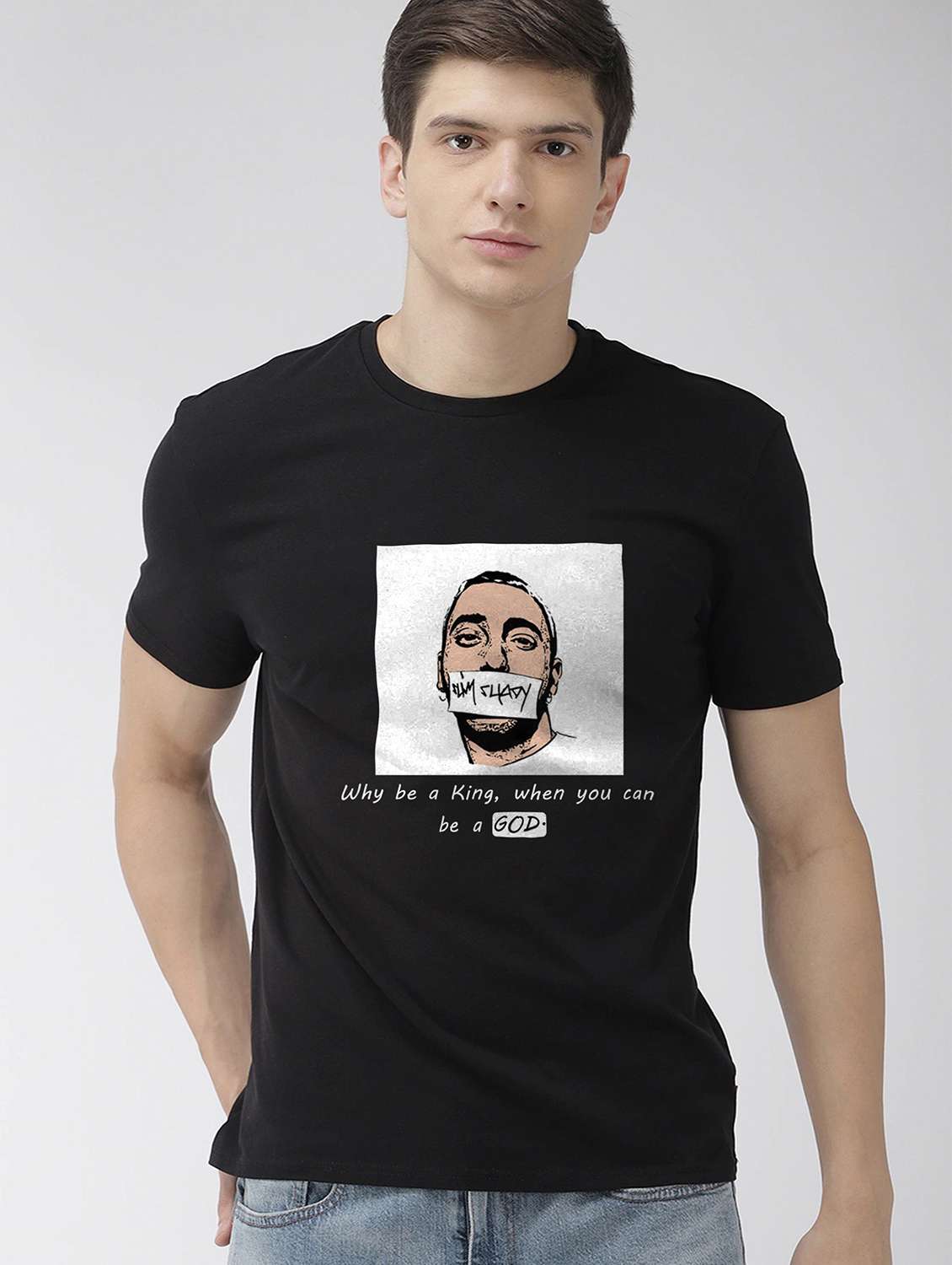 black front print t-shirt - 17810179 - Zoom Image - 0