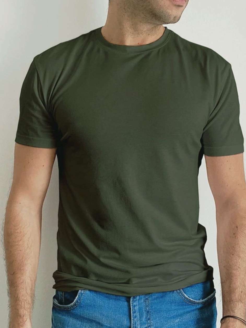 olive cotton tshirt - 17810236 - Zoom Image - 0