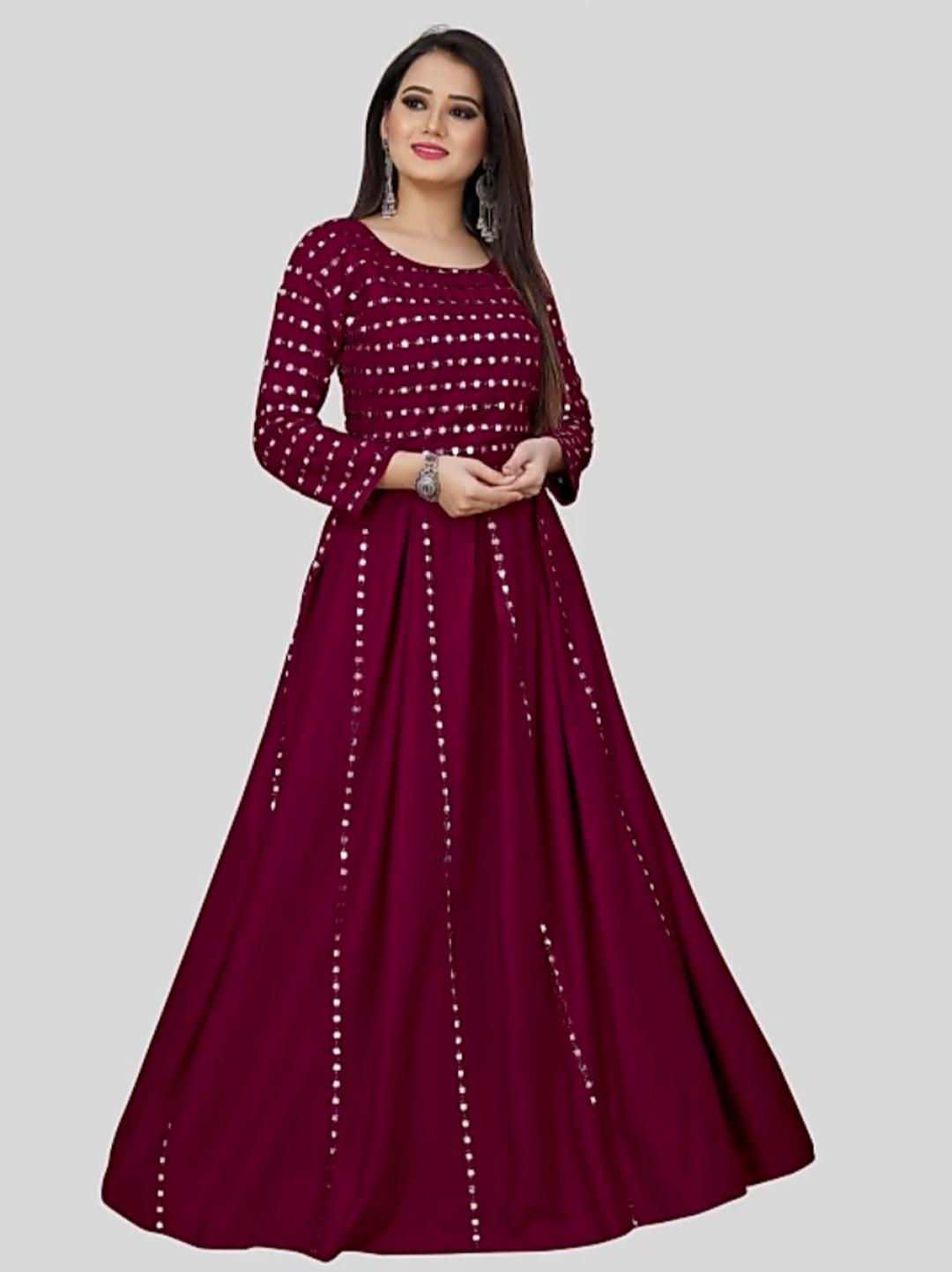 embroidered rayon anarkali kurta - 17812049 - Zoom Image - 0