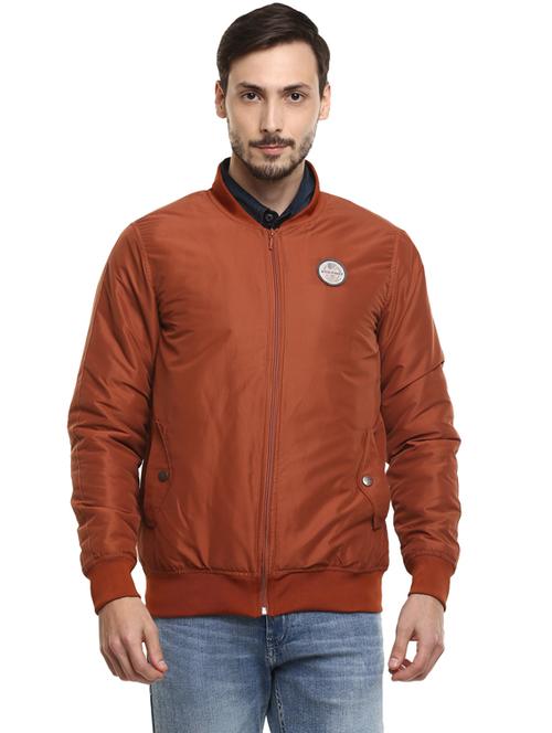 brown solid casual jacket - 17812184 -  Standard Image - 0