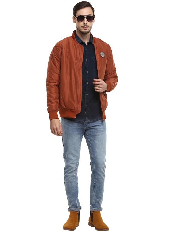brown solid casual jacket - 17812184 - Standard Image - 3
