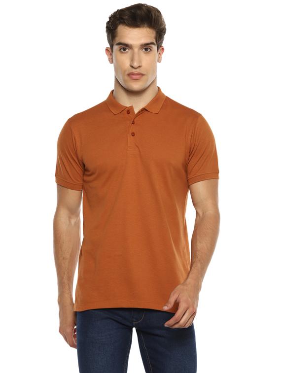 orange self design polo t-shirt - 17812215 - Zoom Image - 0