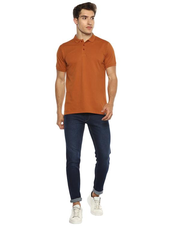 orange self design polo t-shirt - 17812215 - Standard Image - 3