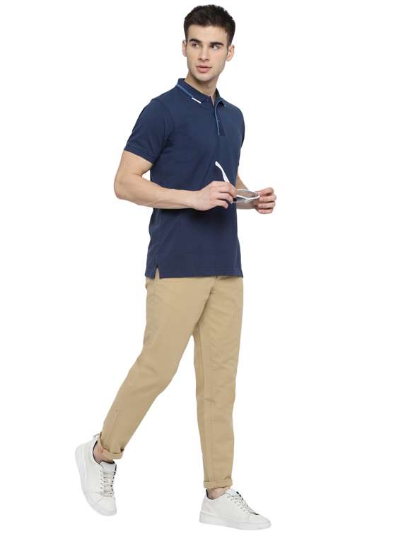 navy blue solid polo t-shirt - 17812218 -  Standard Image - 3