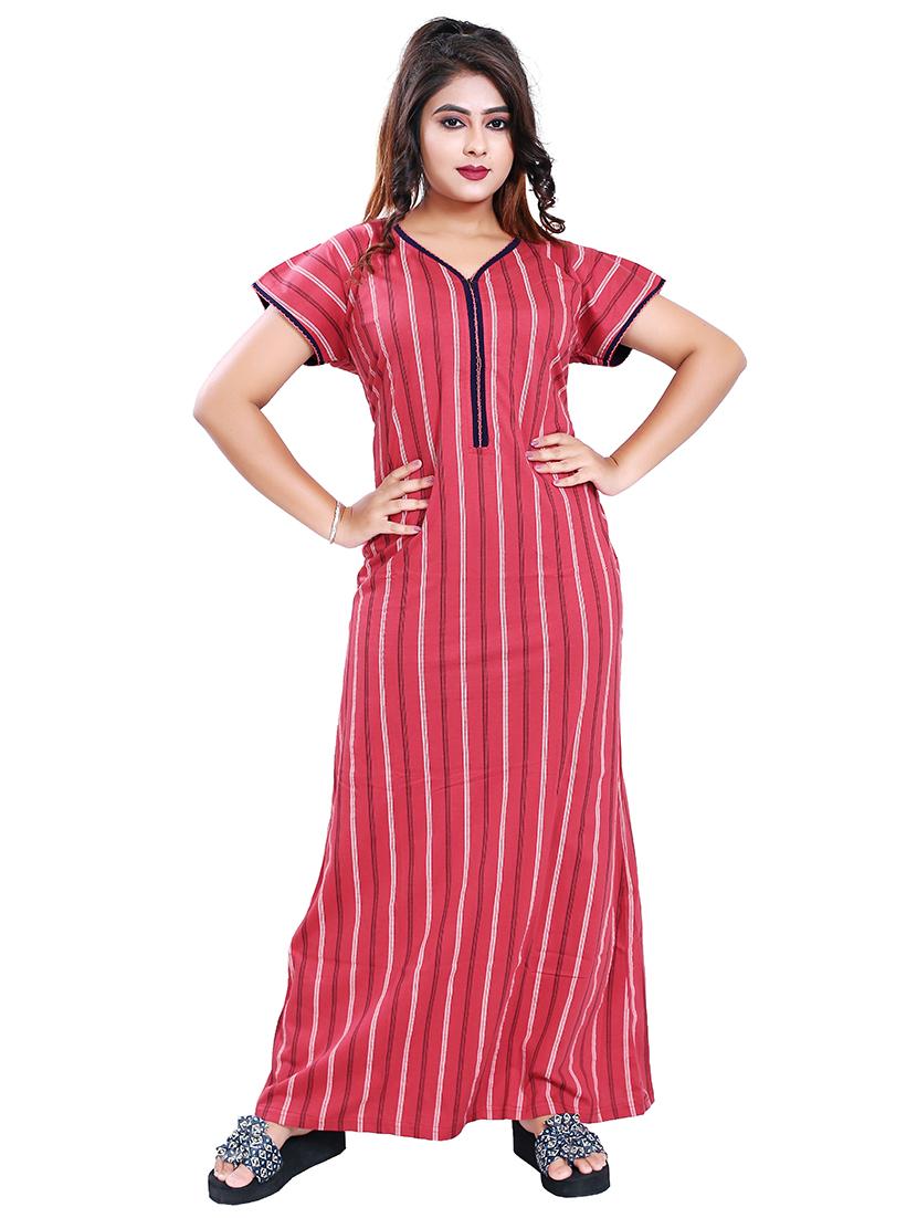 v-neck striped nighty - 17812505 - Zoom Image - 0