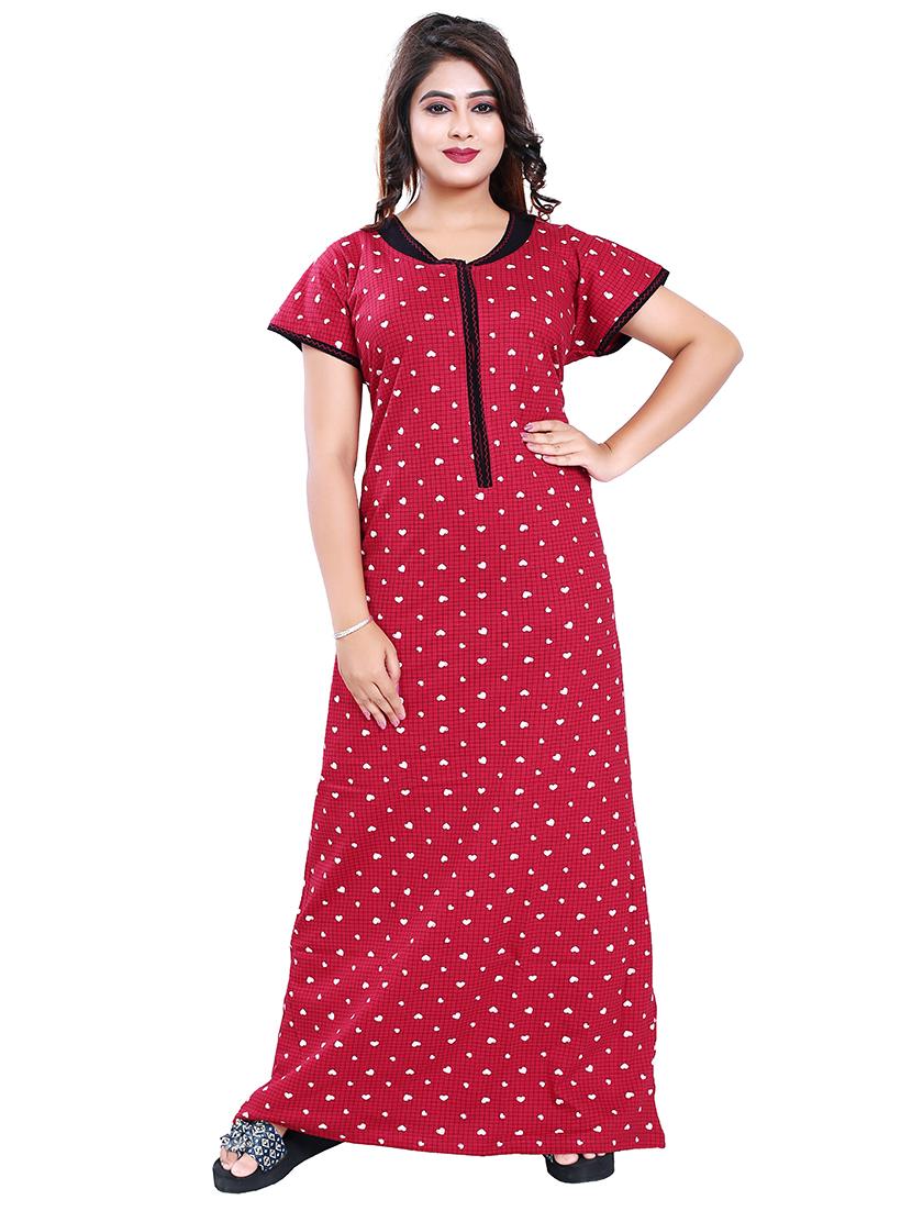round neck printed nighty - 17812511 - Zoom Image - 0