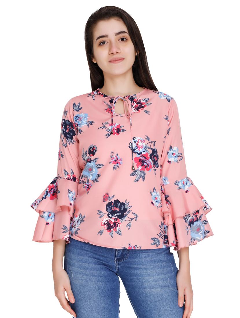 bell sleeved floral top - 17812675 - Zoom Image - 0
