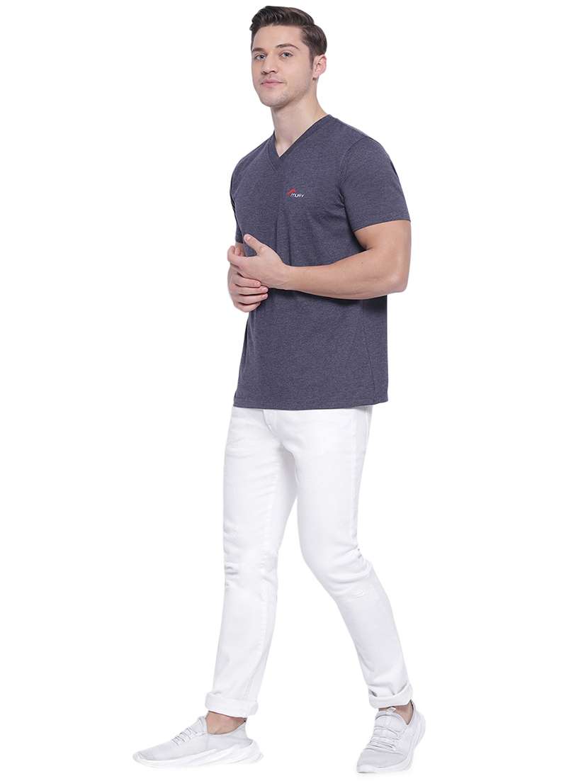 blue solid t-shirt - 17812881 - Standard Image - 3