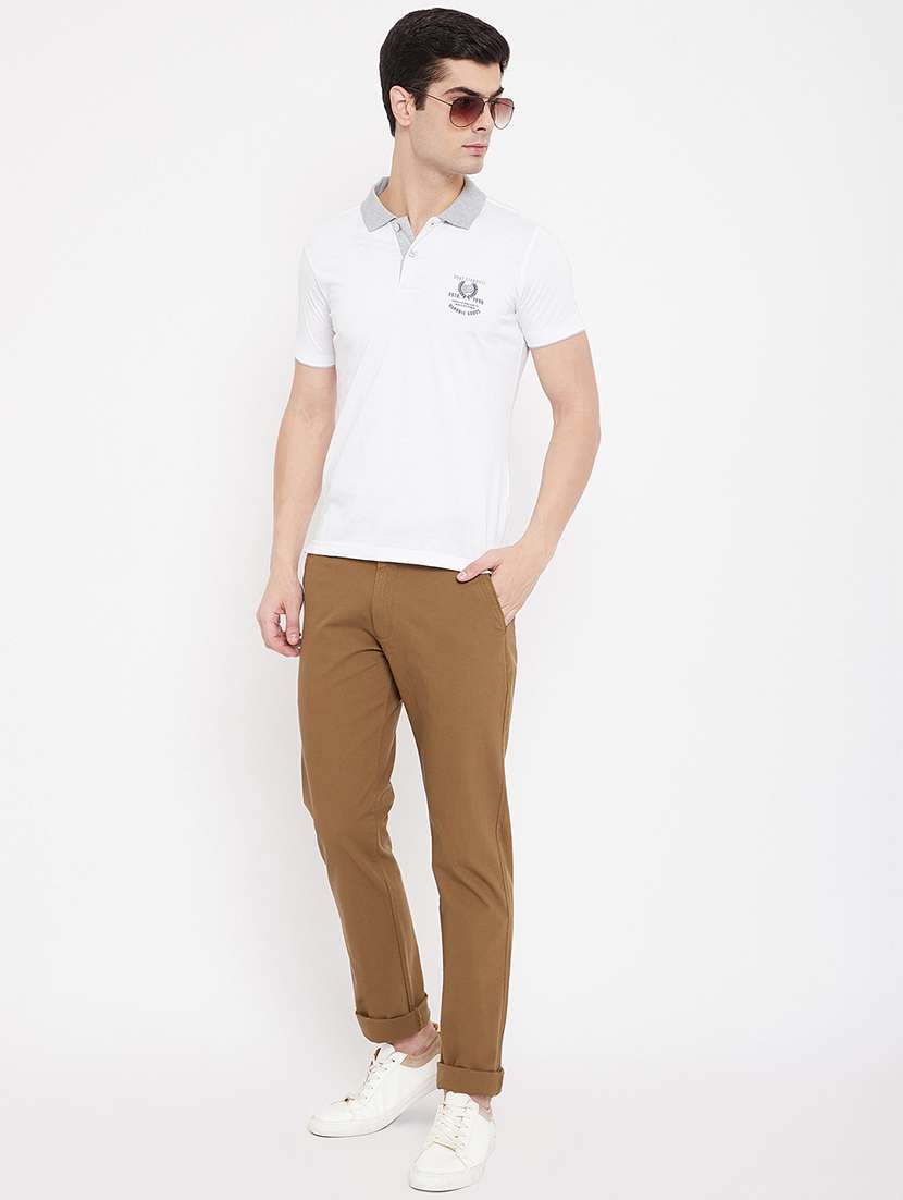 brown solid chinos  - 17813963 -  Standard Image - 3