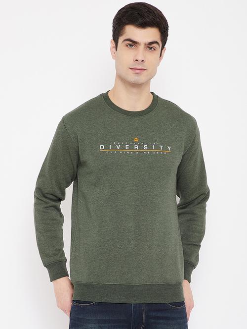 olive green printed sweatshirt - 17813974 - Standard Image - 0