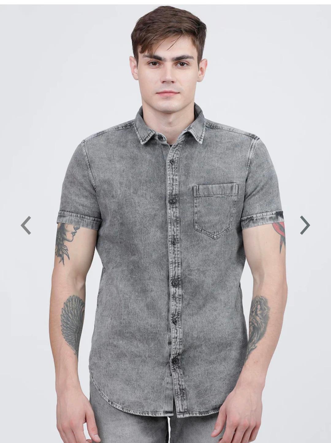 grey cotton casual shirt - 17814322 - Zoom Image - 0