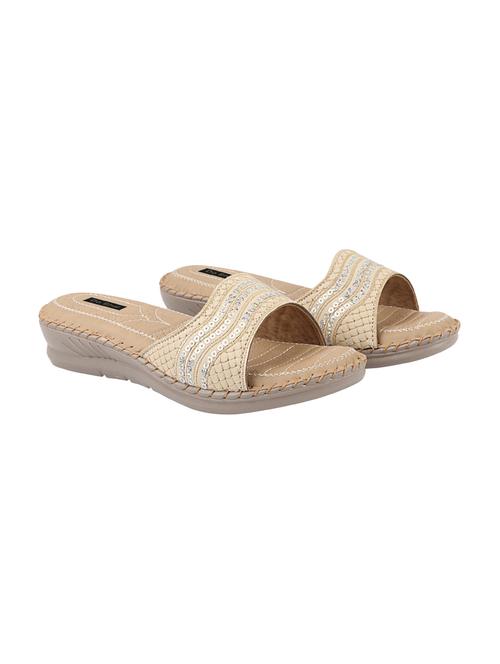 beige synthetic slip on sandals - 17815015 -  Standard Image - 0