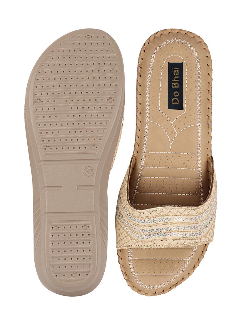 beige synthetic slip on sandals - 17815015 - Standard Image - 3