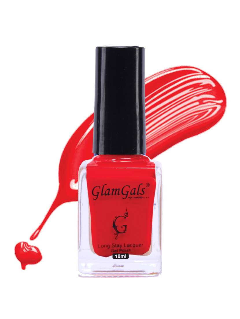 glamgals long stay lacquer pastel nail polish - lady in red + hot pink combo
