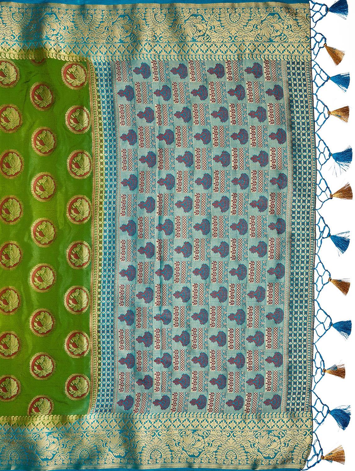 zari floral kanjivaram saree with blouse - 17815760 - Standard Image - 3