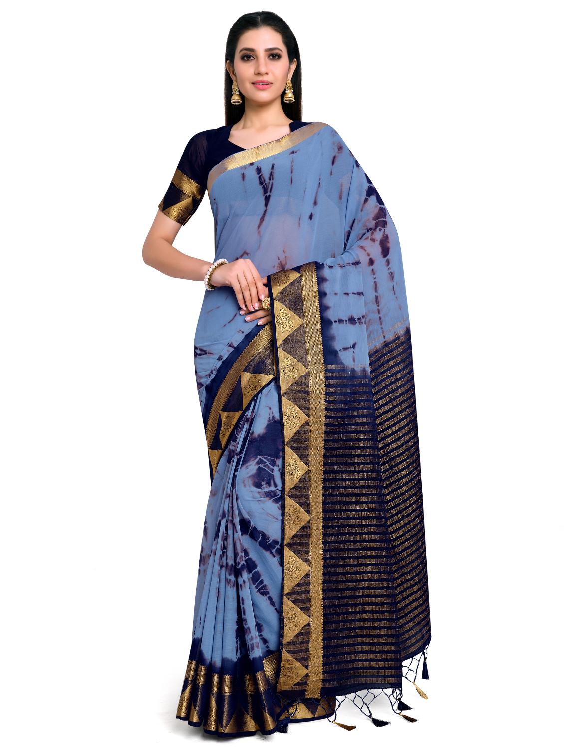 tie & dye banarasi saree with blouse - 17815764 - Zoom Image - 0