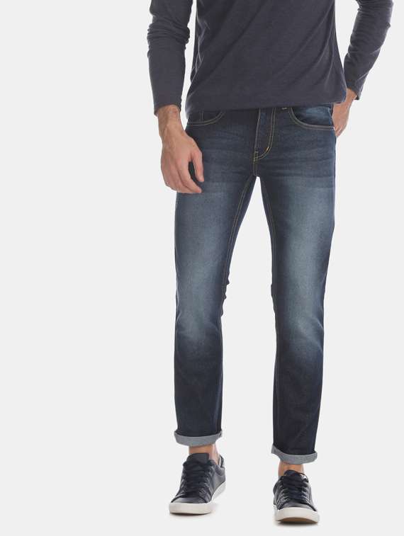 blue heavy washed denim jeans - 17817782 - Zoom Image - 0