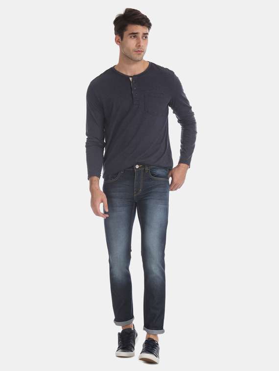 blue heavy washed denim jeans - 17817782 - Standard Image - 3
