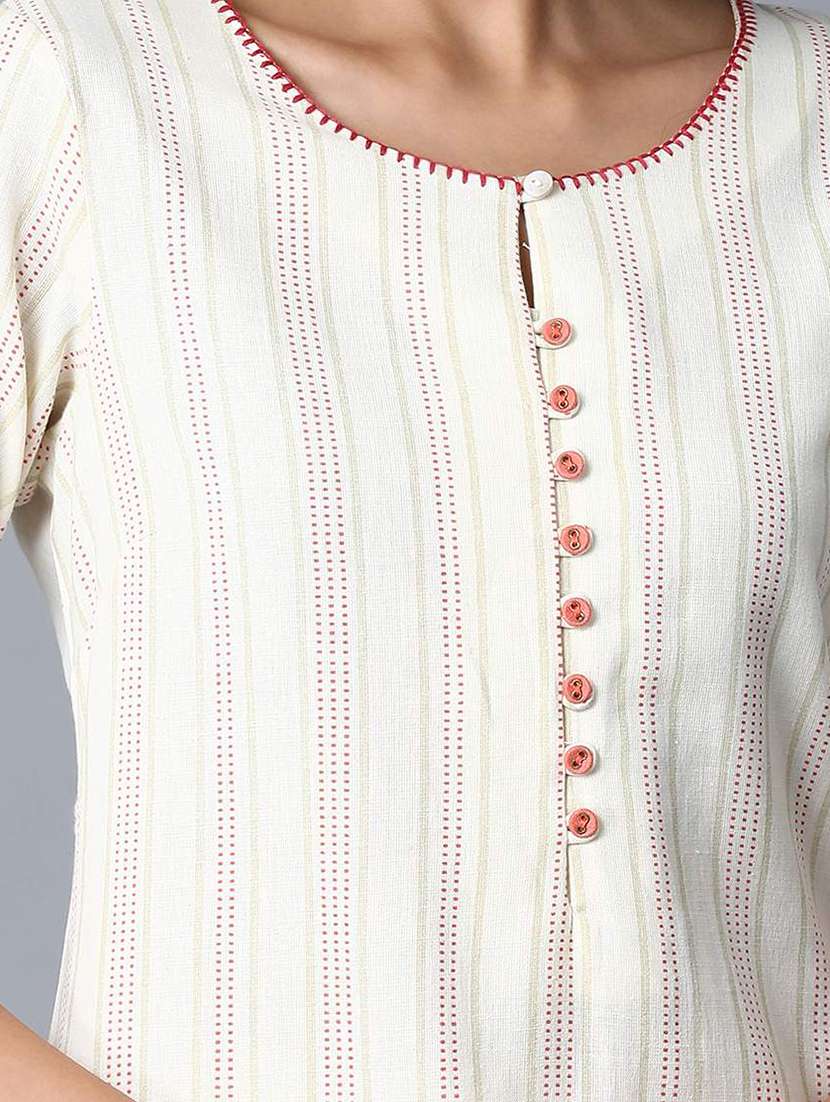 beige cotton straight kurta - 17818005 -  Standard Image - 3