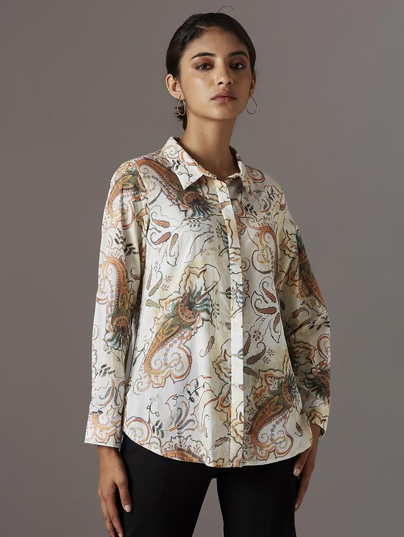 concealed placket paisley shirt - 17818362 -  Zoom Image - 0