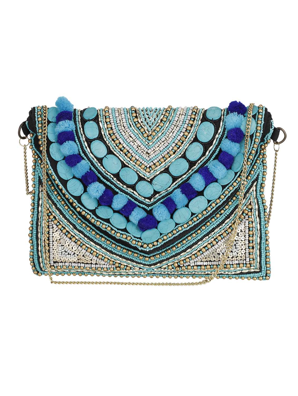 blue canvas envelope clutch