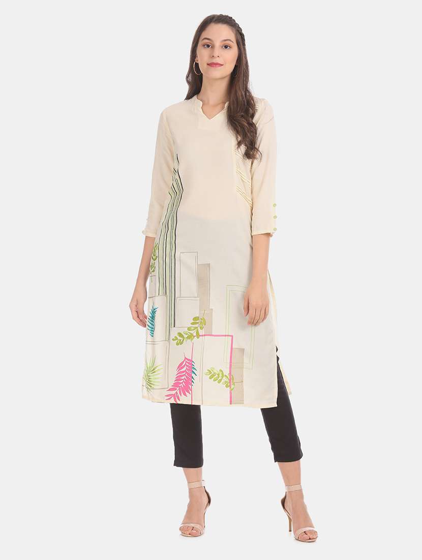 printed straight kurta