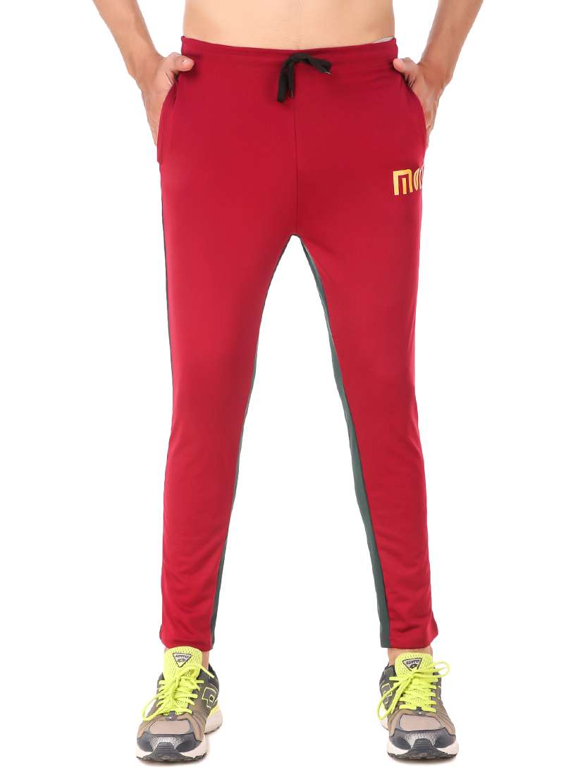 red color block side striped track pant