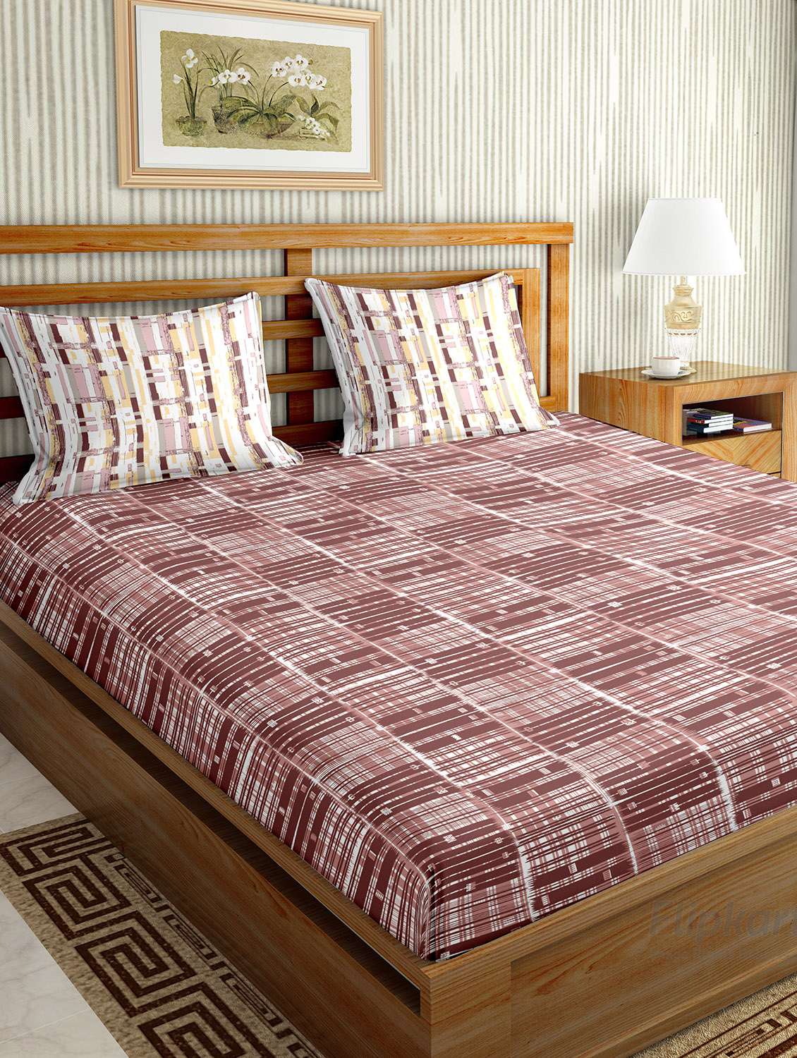mysterious double bedsheet set king size cotton pink colour