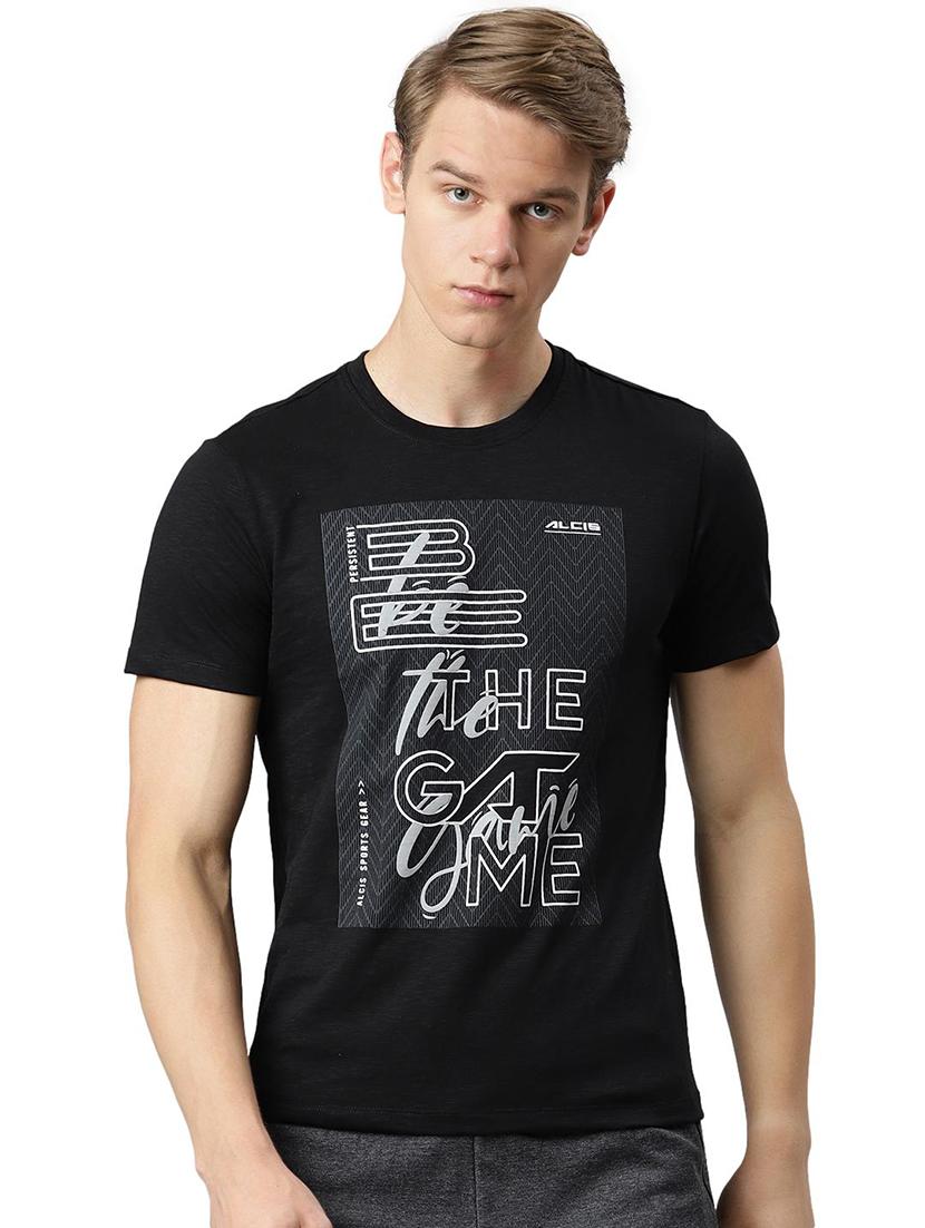 black printed t-shirt