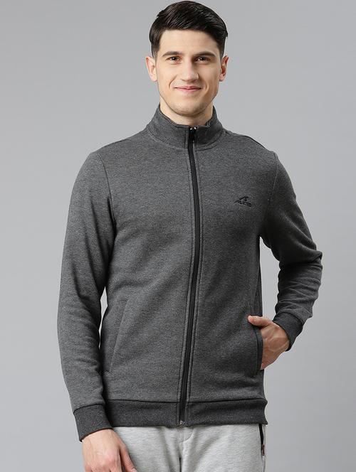 grey solid casual jacket - 17820668 - Standard Image - 0