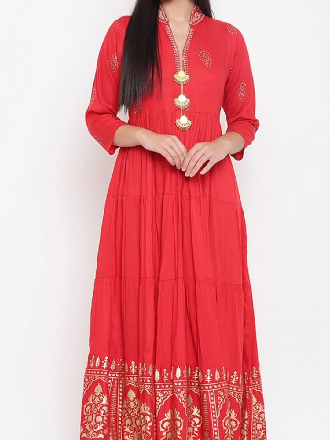red cotton gown - 17821379 - Zoom Image - 0