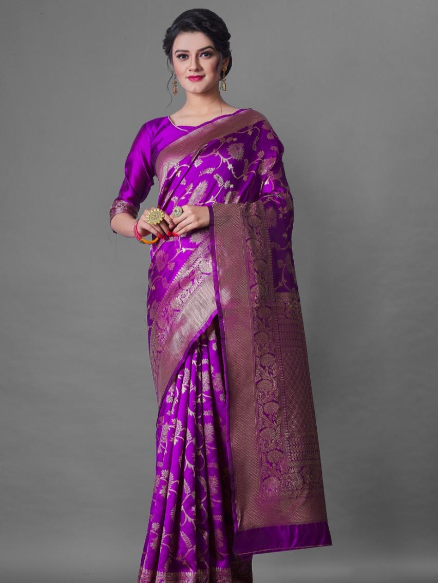 all over jal wine saree with - 17822084 - Zoom Image - 0
