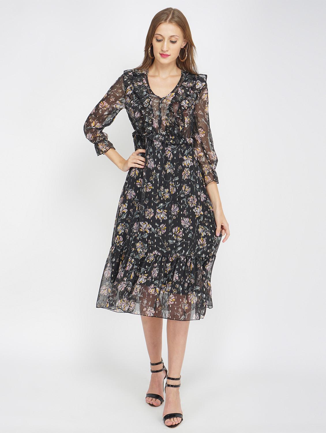 v-neck floral a-line dress - 17822193 -  Zoom Image - 0