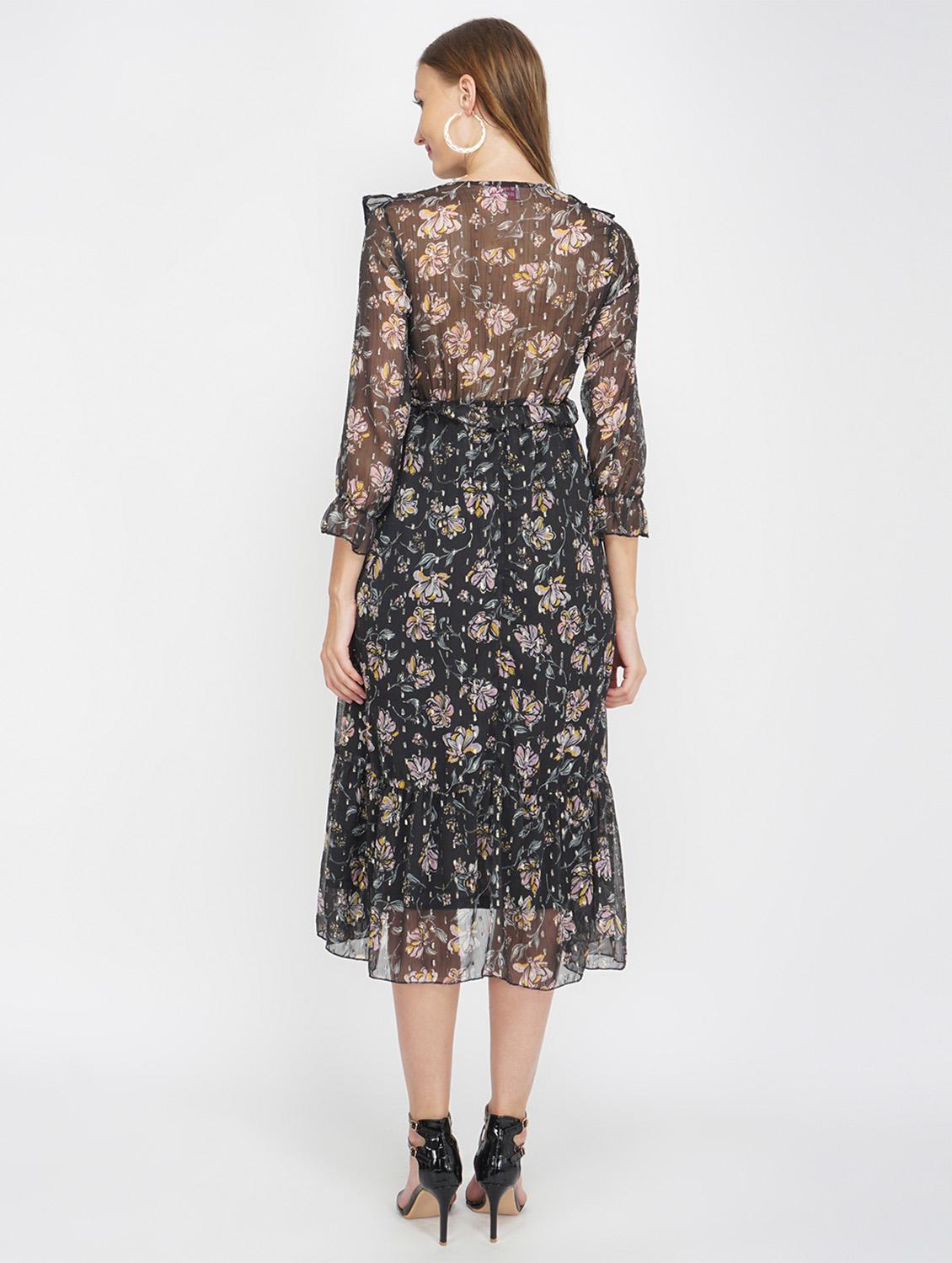 v-neck floral a-line dress - 17822193 - Standard Image - 3