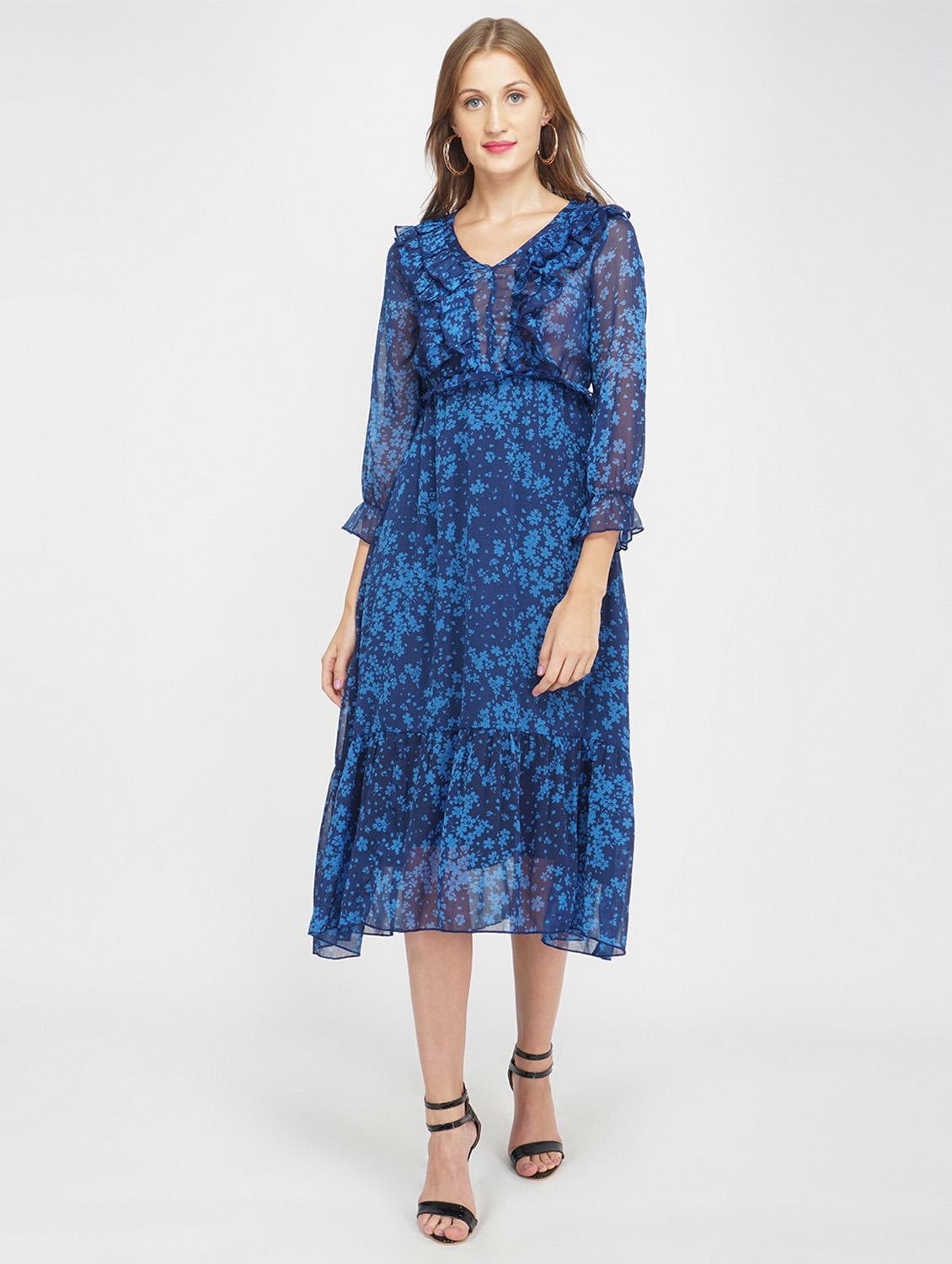 v-neck floral a-line dress - 17822195 -  Zoom Image - 0