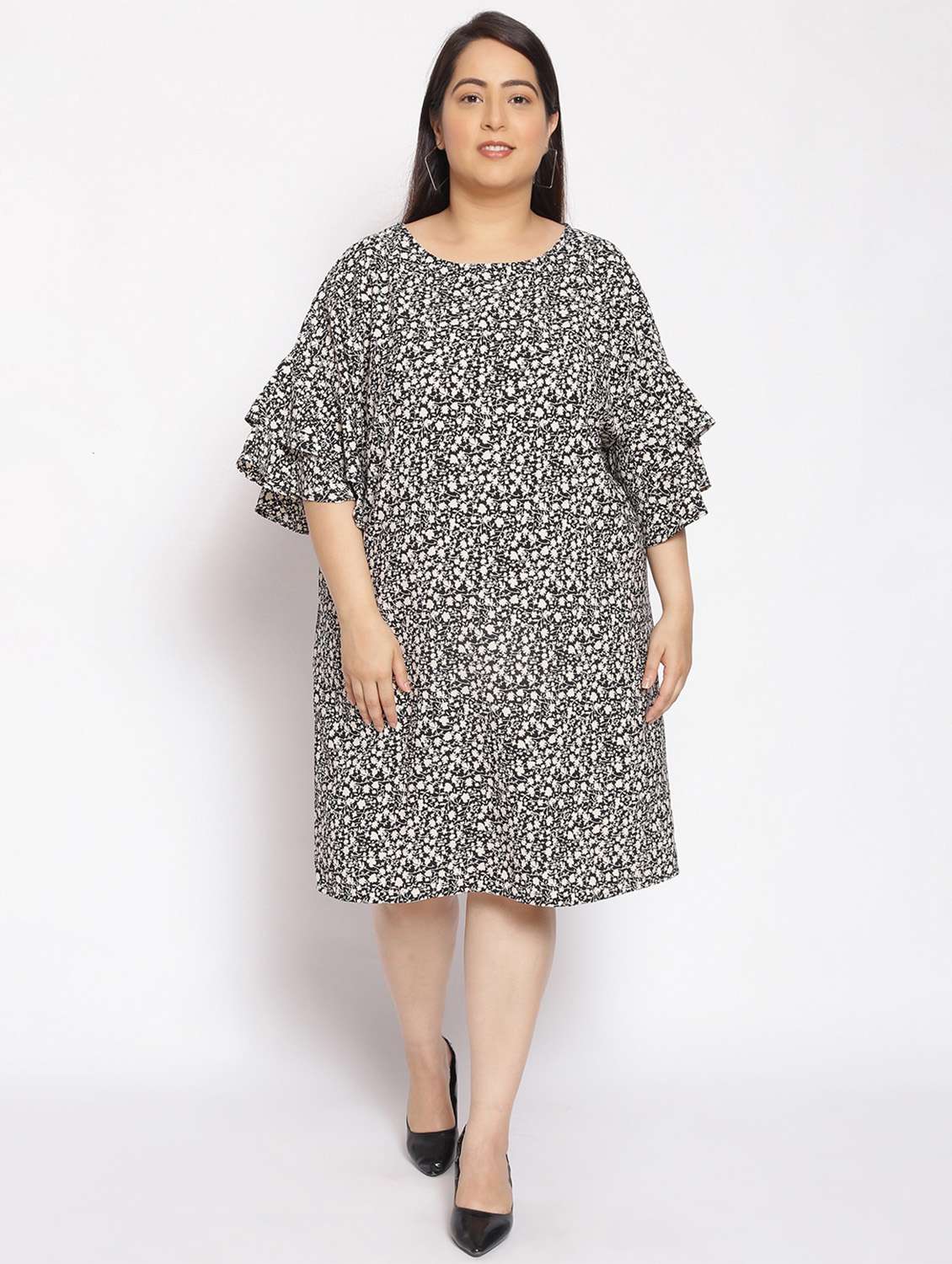 bell sleeved floral a-line dress - 17822205 -  Zoom Image - 0