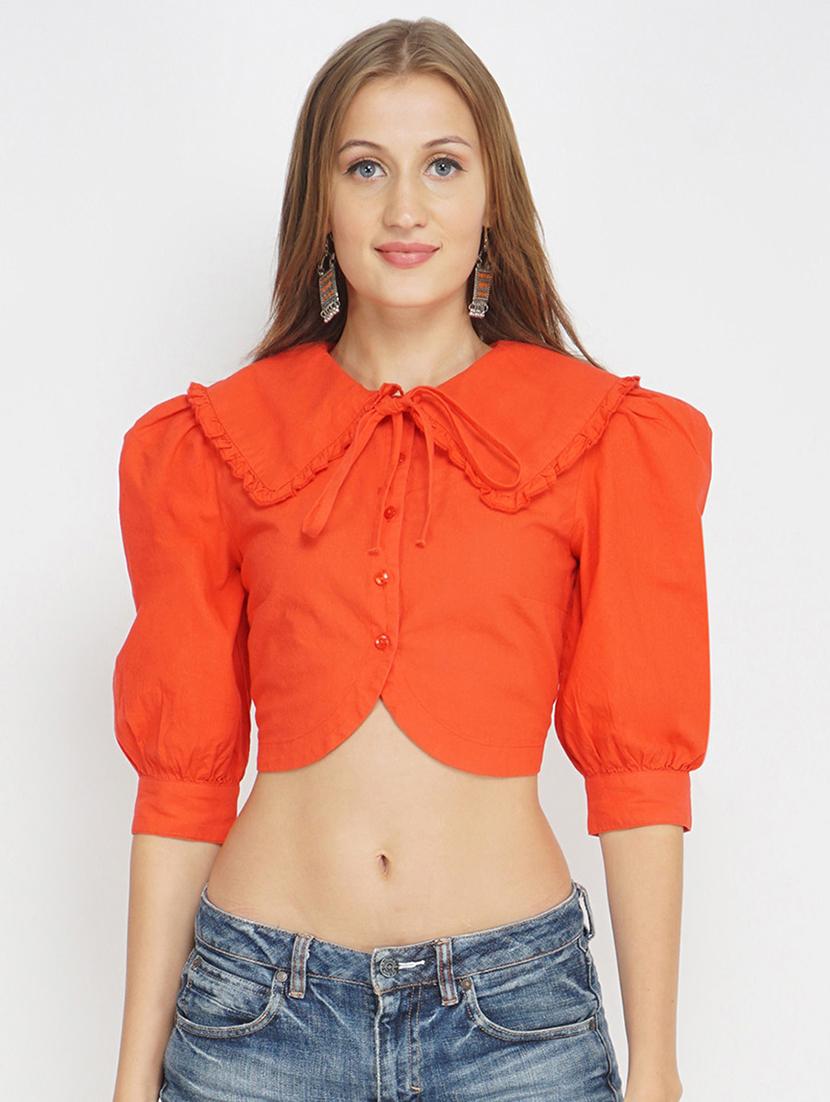 women's crop tie-up neck top - 17822231 - Zoom Image - 0