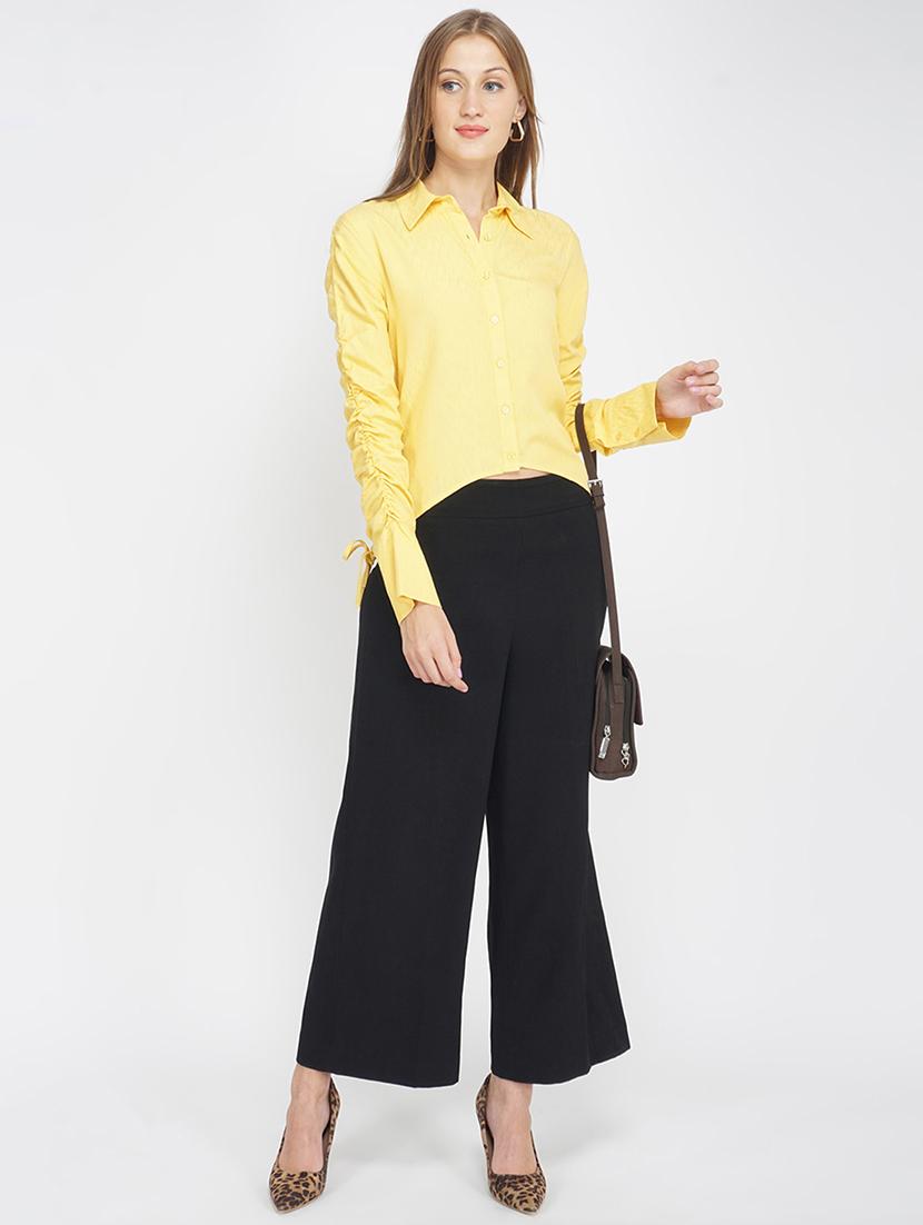 ruched sleeve high low shirt - 17822237 - Standard Image - 3