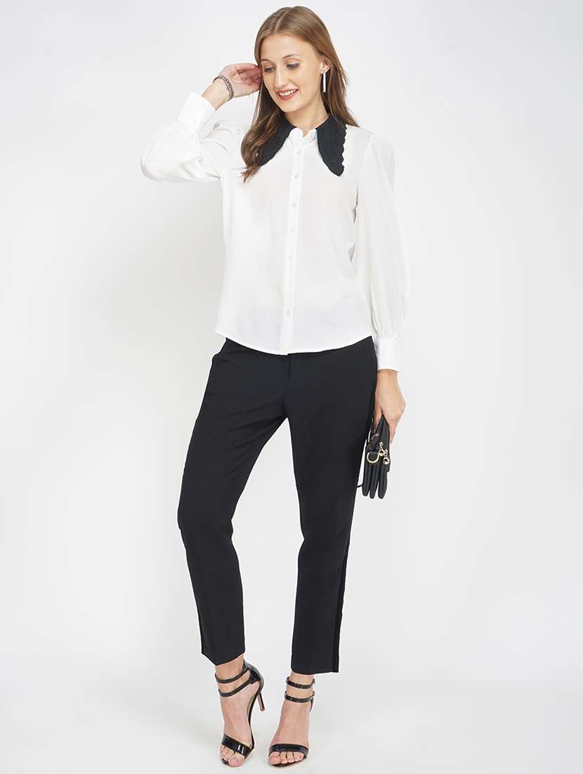 contrast peterpan collar shirt - 17822238 -  Standard Image - 3