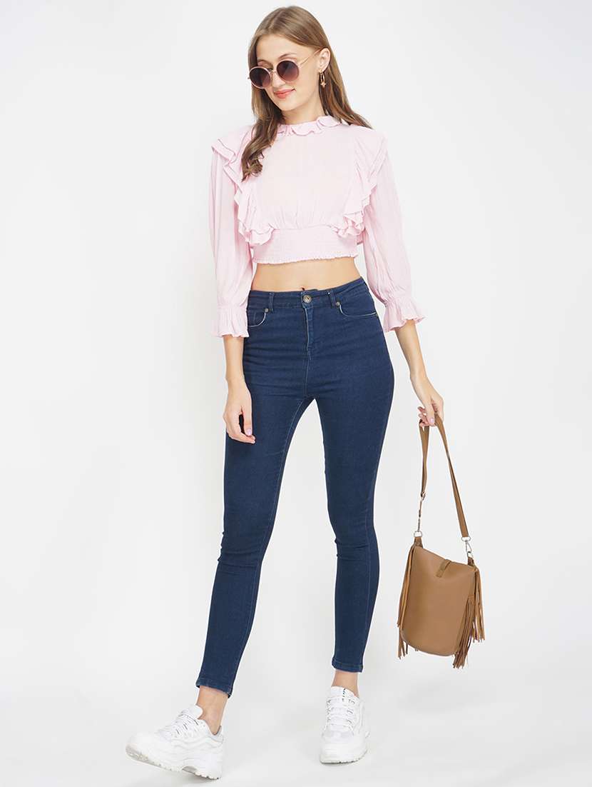 ruffle detail crop top  - 17822286 -  Standard Image - 3