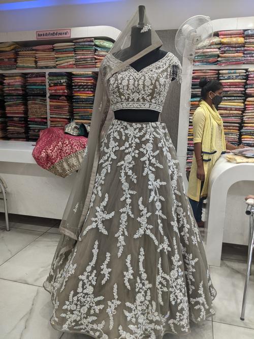 grey net lehenga - 17822302 - Standard Image - 0
