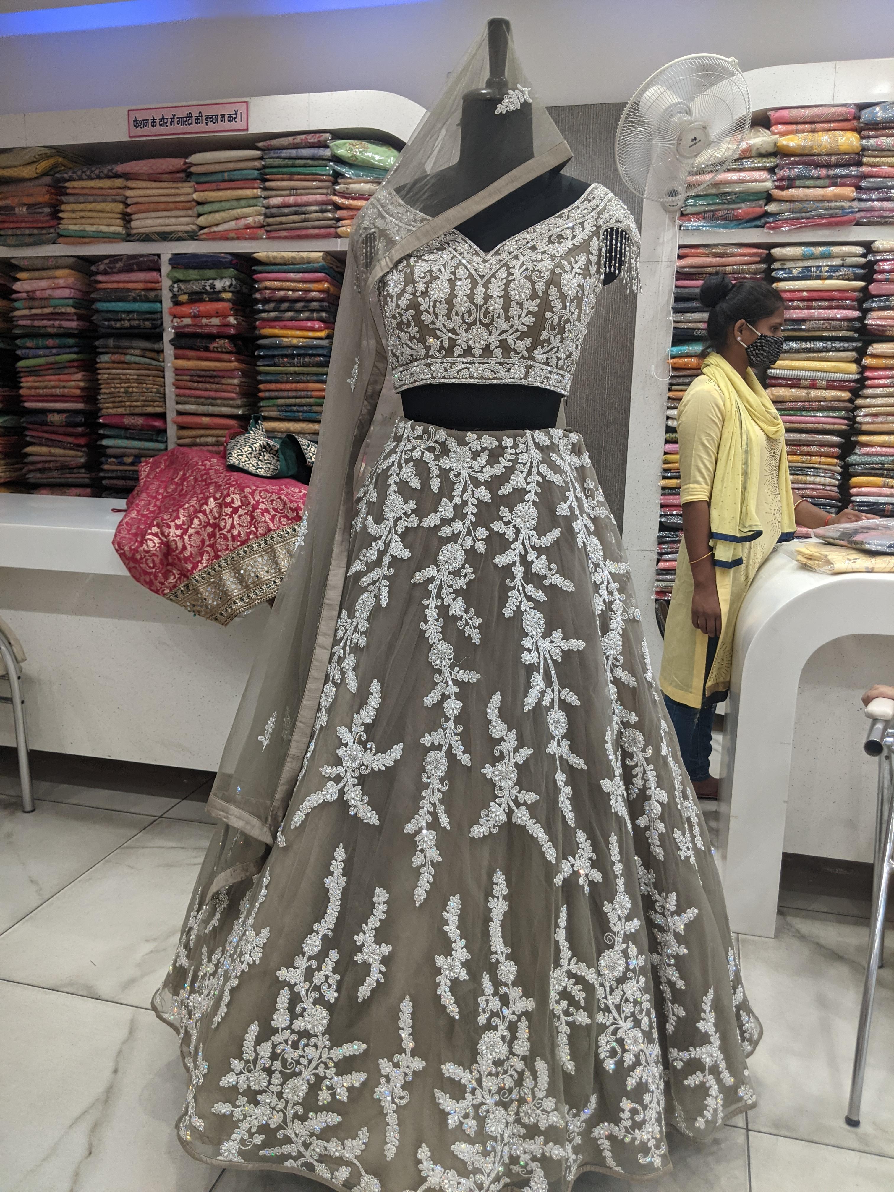 grey net lehenga - 17822302 - Zoom Image - 0