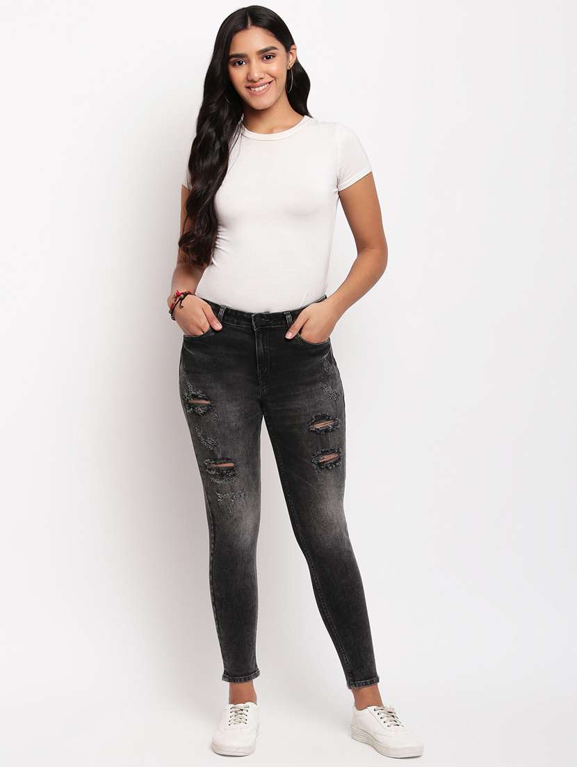 women's distress skinny fit jeans - 17822450 -  Standard Image - 3