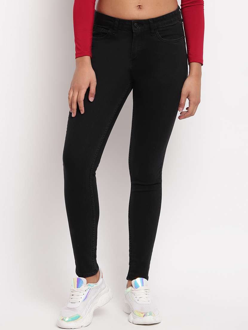 high rise solid jeans 