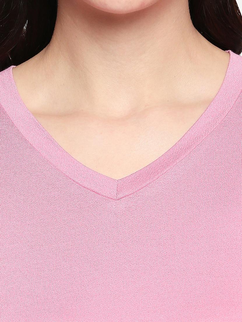 v neck solid t-shirt - 17822501 - Standard Image - 5