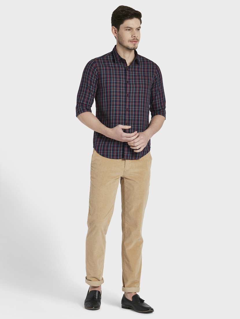 navy blue checkered casual shirt - 17822996 - Standard Image - 3